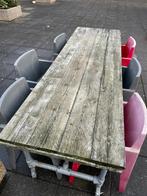 Tuinset: Kunststof Stoelen & Steigerhouten Tafel, Ophalen of Verzenden, Gebruikt, Kunststof, Stapelbaar