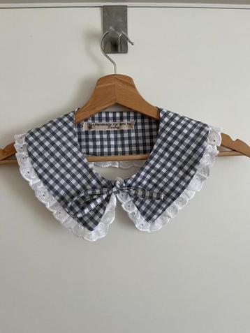 Fake collar with lace - grey gingham (kraag) beschikbaar voor biedingen