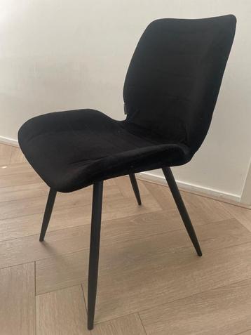 4x Bronx71 Velvet eetkamerstoelen – Zwart, in topstaat! beschikbaar voor biedingen