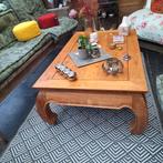 Houten tafel, mooie sier poten, 100 tot 150 cm, Minder dan 50 cm, Rechthoekig, 50 tot 100 cm