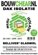 Glaswol 12cm dikte en 6meter lang €.4.25 per m2, Ophalen of Verzenden, Nieuw, Glaswol, 15 m² of meer