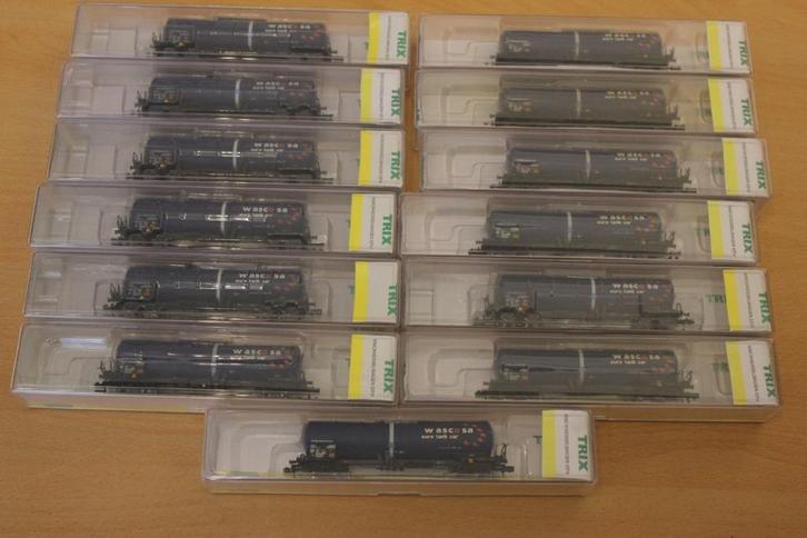 NS  stam van 13 stuks lease euro tank-wagonnen Minitrix, Hobby en Vrije tijd, Modeltreinen | N-Spoor, Zo goed als nieuw, Wagon