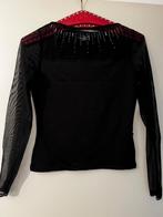 Zwart topje met studs, shirt van Morgan, S, 38 40 NL, zgan, Maat 38/40 (M), Zwart, Zo goed als nieuw, Lange mouw