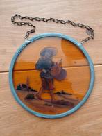 Vintage Gebrandschilderde Raamhanger - Jongen met Trommel, Antiek en Kunst, Ophalen of Verzenden