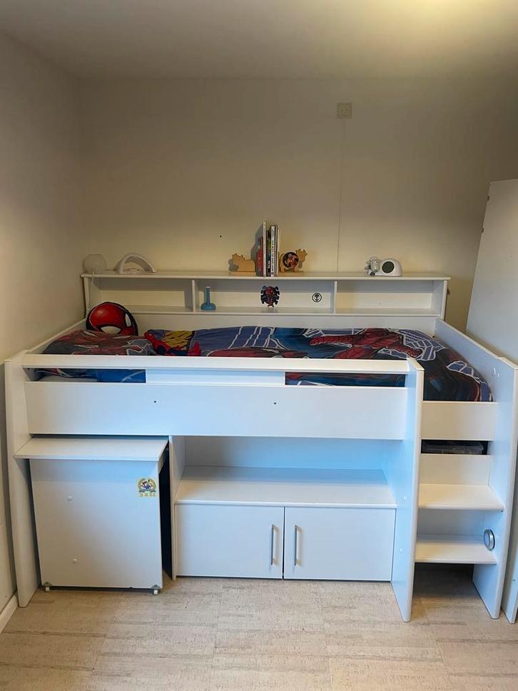 Halfhoogslaper met bureau, Kinderen en Baby's, Kinderkamer | Stapelbedden en Hoogslapers, Gebruikt, Halfhoogslaper, Ophalen