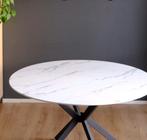 DS4U Eettafel Gino marmerlook 120cm wit, Ophalen, Rond, 100 tot 150 cm, 100 tot 150 cm