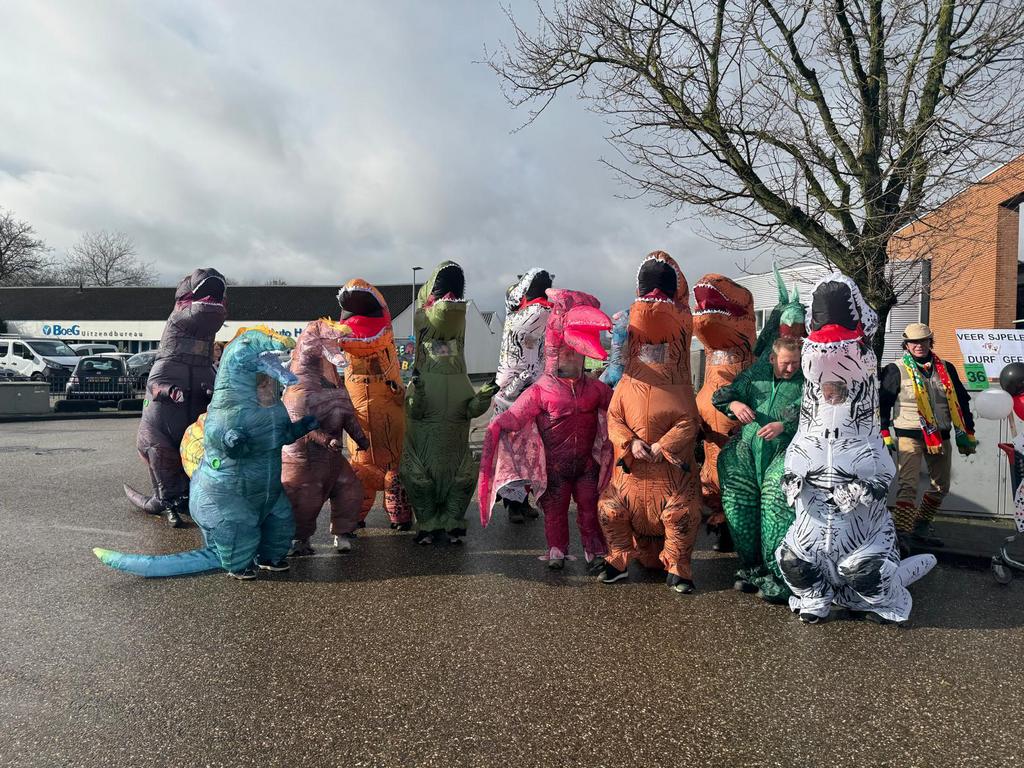Carnavals groep Dinosaurus, Kleding | Dames, Carnavalskleding en Feestkleding, Zo goed als nieuw, Carnaval, Ophalen of Verzenden