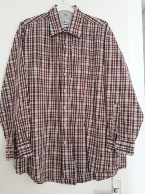 Prachtig overhemd kleine ruit kleur bordeauxrood en beige., Kleding | Heren, Overhemden, Zo goed als nieuw, Halswijdte 43/44 (XL)