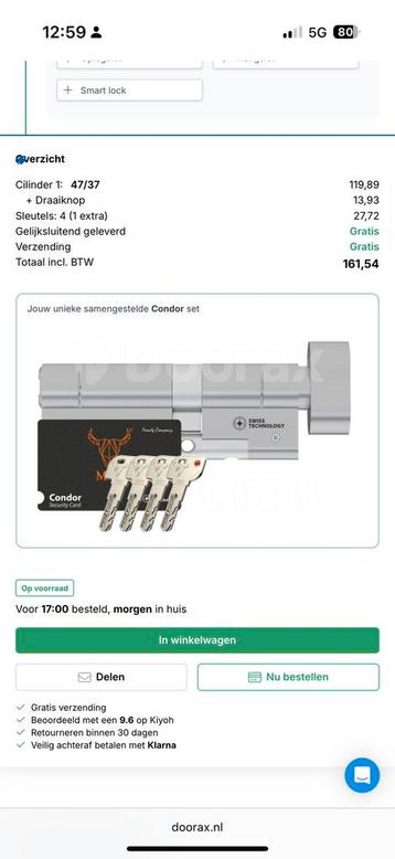 M&C Condor cilinderslot (47/32) met draaiknop en 4 sleutels beschikbaar voor biedingen
