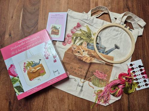 Franciens katten borduurpakket op canvas tas NIEUW, Hobby en Vrije tijd, Borduren en Borduurmachines, Nieuw, Borduurpakket, Handborduren