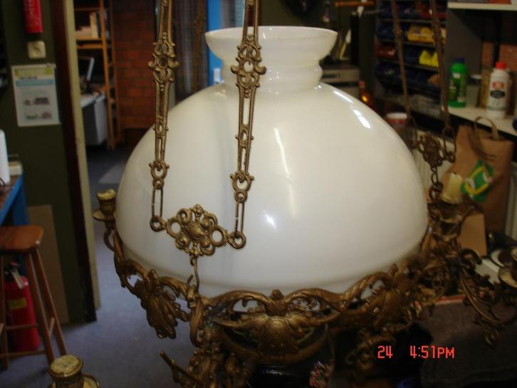 Antieke olie lamp met kaarsen, Antiek en Kunst, Antiek | Lampen, Ophalen of Verzenden