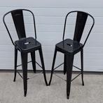 8 Zwarte industriële metalen barkrukken bar kruk barstoelen, 5 krukken of meer, Ophalen of Verzenden, Zo goed als nieuw, 60 tot 90 cm