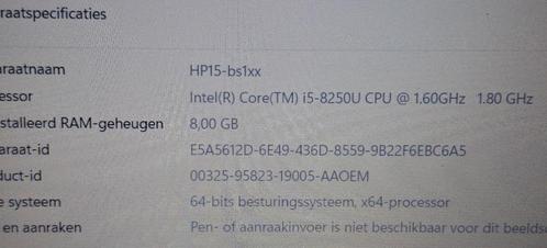 HP laptop type HP15-bs1xx, Computers en Software, Windows Laptops, Gebruikt, 15 inch, SSD, 2 tot 3 Ghz, 8 GB, Qwerty, Ophalen of Verzenden
