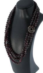 Granaat antieke fraaie ketting 14k gouden slot dames 3 snoer, Ophalen of Verzenden, Goud, Ketting, Met edelsteen