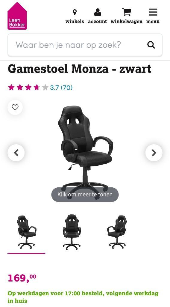 Bureaustoel gamestoel gamingstoel, Huis en Inrichting, Bureaustoelen, Zo goed als nieuw, Bureaustoel, Zwart, Ergonomisch, Gaming bureaustoel