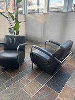 2x Leolux Scylla fauteuils - Zwart leer, Ophalen, Gebruikt, Twee, Zwart