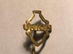 Metalen UNION Rijwielmerk Speld (Messingkleur)., Verzamelen, Speldjes, Pins en Buttons, Verzenden, Zo goed als nieuw, Transport