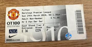 Ticket Manchester U - Fulham op naam Edwin van der Sar beschikbaar voor biedingen