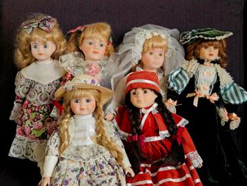 Porseleinen poppen (6x) beschikbaar voor biedingen