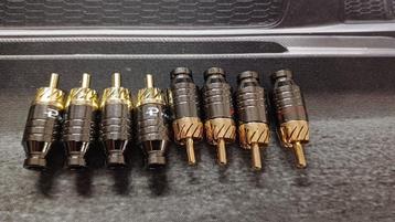 8 x Korte Rca plug verguld om zelf je kabel te maken nieuw   beschikbaar voor biedingen