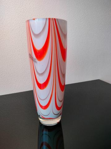 Italië Design Murano Glas Vaas Oranje Vintage Swirl 1980 beschikbaar voor biedingen