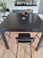 Hoge bartafel met 4 inklapbare krukken, Huis en Inrichting, Tafels | Eettafels, Ophalen, Gebruikt, Vierkant, Vier personen