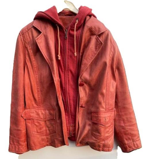 Steenrood Nappa lederen jack met capuchon (van stof), mt 46, Kleding | Dames, Jasjes, Kostuums en Pakken, Gedragen, Jasje, Maat 46/48 (XL) of groter
