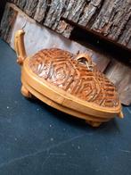 Vintage opbergdoosje schildpad rattan, Antiek en Kunst, Ophalen of Verzenden