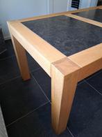 Eiken eetkamertafel met hardstenen inleg 200cm, Huis en Inrichting, Tafels | Eettafels, Ophalen, Eikenhout, 50 tot 100 cm, Zo goed als nieuw