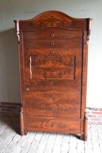 Prachtige antieke mahonie houten eendeurs secretaire kast., Verzenden