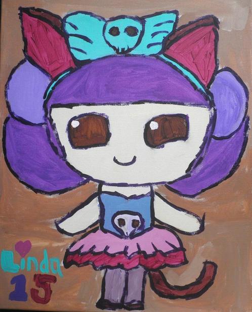 schilderij op doek gothic kitty 15, Antiek en Kunst, Kunst | Schilderijen | Modern, Ophalen