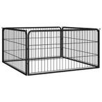 Hondenkennel 4 panelen 100x50 cm gepoedercoat staal zwart, Dieren en Toebehoren, Hondenhokken, Ophalen of Verzenden, Nieuw, 110 cm of meer