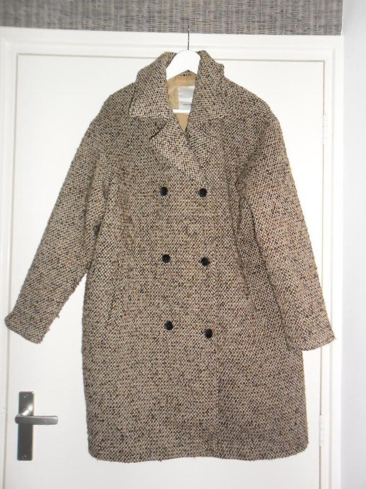 Soyaconcept Bruin/Beige Winterjas Met Knopen Maat L, Kleding | Dames, Jassen | Winter, Zo goed als nieuw, Maat 38/40 (M), Beige