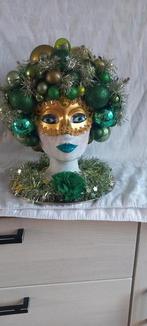 Kersthoofden groen en fuchsia, Diversen, Kerst, Ophalen of Verzenden, Zo goed als nieuw