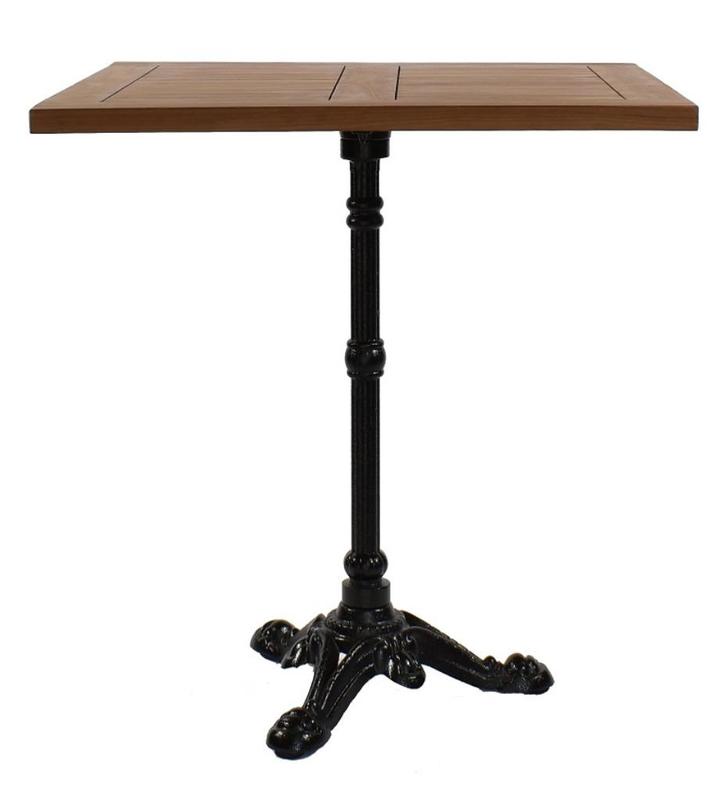Teakhouten terras bistrotafel vierkant met gietijzeren voet, Tuin en Terras, Tuintafels, Nieuw, Vierkant, Teakhout, Ophalen of Verzenden