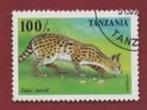 Fauna - Katachtigen - Tanzania - 279 - de Serval - gebr, Ophalen of Verzenden, Gestempeld, Dier of Natuur