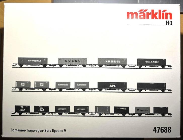 Marklin 47688 – Set met 12 NS Cargo containerwagens, Hobby en Vrije tijd, Modeltreinen | H0, Zo goed als nieuw, Wagon, Wisselstroom