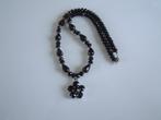 prachtige ketting zwart beslepen glas kralen met hanger, Ophalen of Verzenden, Zwart, Overige materialen, Met hanger