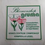 Oude sticker.   Bloemenshop GRUMA.  Krimpen a/d IJssel., Verzamelen, Stickers, Ophalen of Verzenden, Zo goed als nieuw, Overige typen