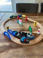 Houten treinset met boot, Kinderen en Baby's, Speelgoed | Houten speelgoed, Ophalen of Verzenden, Zo goed als nieuw, Duw- of Trekspeelgoed