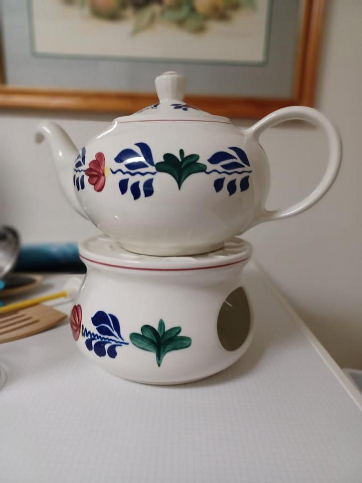 Boerenbont theepot zeeland met theelichtje, Huis en Inrichting, Keuken | Servies, Zo goed als nieuw, Overige typen, Boerenbont