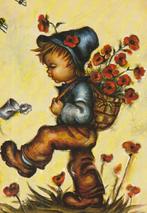 kaart kind met mand bloemen, Verzamelen, Ophalen of Verzenden, 1980 tot heden, Gelopen, Kinderen