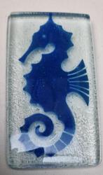 Presse papier Glasfbriek Leerdam ZEEPAARDJE blauw glaspoeder, Ophalen of Verzenden