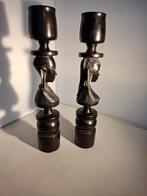 Twee ebbenhouten kandelaars., Antiek en Kunst, Kunst | Niet-Westerse kunst, Ophalen of Verzenden