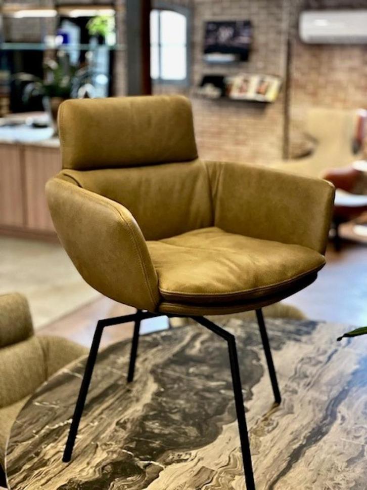 6x eetkamerstoel geheel leer, KFF, Huis en Inrichting, Stoelen, Nieuw, Vijf, Zes of meer stoelen, Leer, Metaal, Bruin, Ophalen of Verzenden