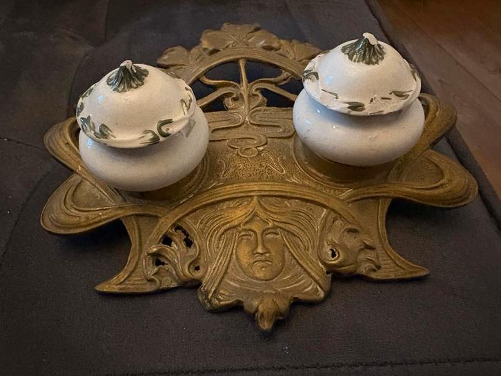 Antieke Art Nouveau Inktpot, Antiek en Kunst, Antiek | Kantoor en Zakelijk, Ophalen of Verzenden