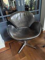 Tafel/bureau/salon leren Kuipstoel, Huis en Inrichting, Stoelen, Ophalen, Twee, Zo goed als nieuw, Metaal