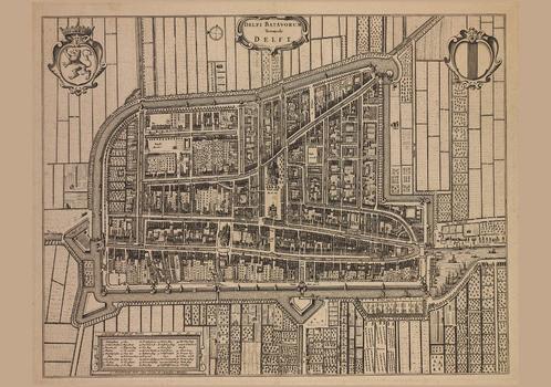 Grote landkaart plattegrond van Delft door Mortier, Boeken, Atlassen en Landkaarten, Zo goed als nieuw, Landkaart, Wereld, 1800 tot 2000
