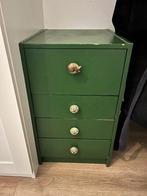 Groene dressoir met 4 lades, Ophalen, Gebruikt, 25 tot 50 cm, 100 tot 150 cm
