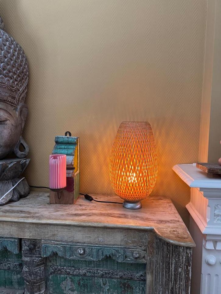 4 Bamboe Lampen Ikea Boja - Sfeervolle Verlichting, Huis en Inrichting, Lampen | Vloerlampen, Gebruikt, Minder dan 100 cm, Hout
